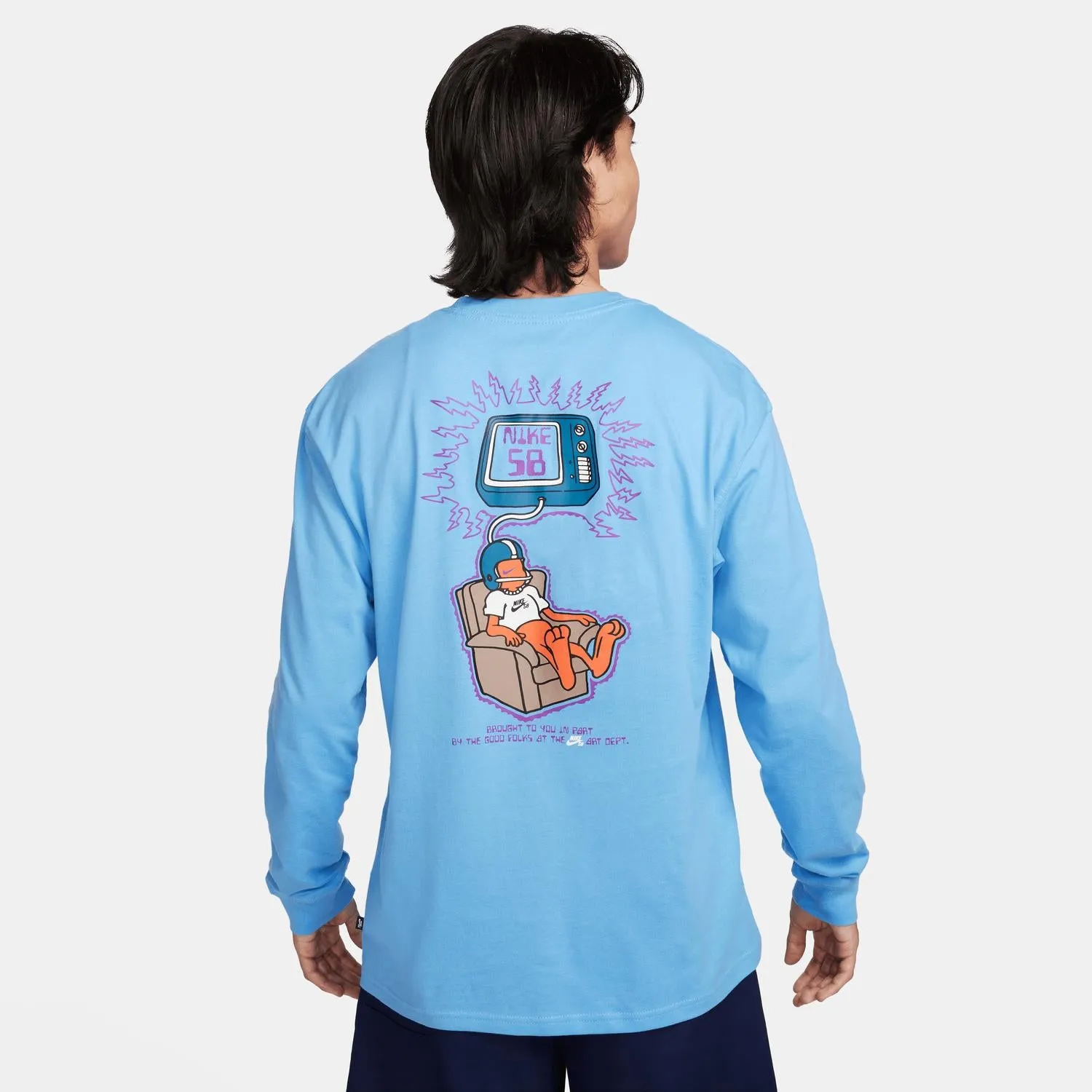 Sb Brainwash Skate Long Sleeve T-Shirt In University Blue