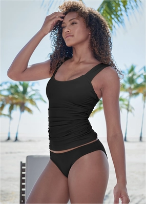 Scoop Neck Tankini Top - Black Beauty plain swimwear women, minimalist swimsuits