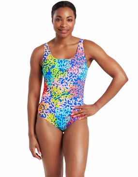 Sea Change Thermal Ecofeel Scoopback Swimsuit - Blue/Multi zoggs swimwear for women, zoggs goggles and swimsuits