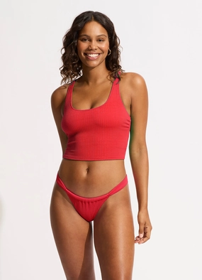 Sea Dive Action Back Tank Bikini Top - Chilli Red modern womens swimwear, one piece swimsuits women