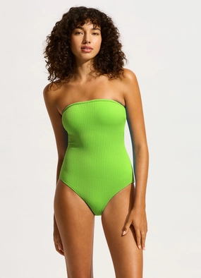 Sea Dive Bandeau One Piece - Jasmine Green slimming one piece swimsuits, fashionable one piece suits