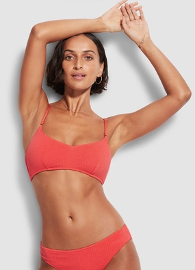 Sea Dive Bralette - Fiesta Coral modern womens swimwear, one piece swimsuits women