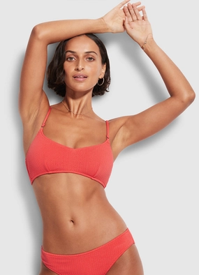 Sea Dive Bralette - Fiesta Coral high waist bikinis women, cheeky cut bikinis for women