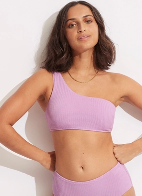Sea Dive One Shoulder Top - Lilac high waist bikinis women, cheeky cut bikinis for women