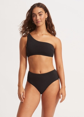 Sea Dive Wide Side Retro - Black high waist bikinis women, cheeky cut bikinis for women