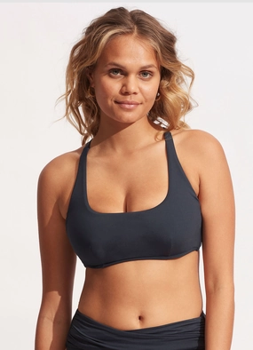 Seafolly Collective DD Scoop Neck Halter Top - True Navy push up bikinis women, sporty womens bikini sets