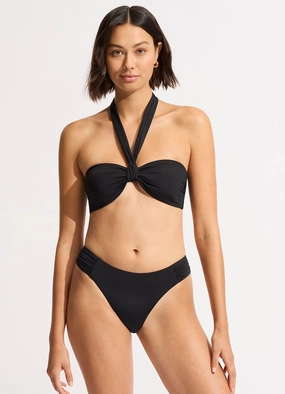 Seafolly Collective High Leg Ruched Side Bikini Bottom - Black modern womens swimwear, one piece swimsuits women
