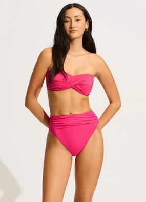 Seafolly Collective High Waist Wrap Front Pant - Raspberry push up bikinis women, sporty womens bikini sets