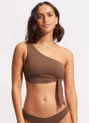 Seafolly Collective One Shoulder Top - Tiramisu high waist bikinis women, cheeky cut bikinis for women
