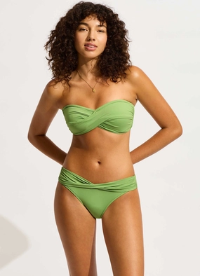 Seafolly Collective Twist Bandeau Bikini Top - Sage push up bikinis women, sporty womens bikini sets