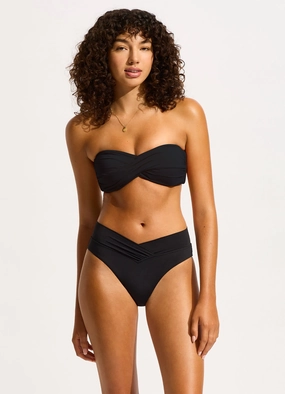 Seafolly Collective V Front High Cut Bikini Bottom - Black push up bikinis women, sporty womens bikini sets