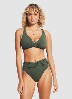 Seafolly DD Double Wrap Front Bra - Ivy push up bikinis women, sporty womens bikini sets