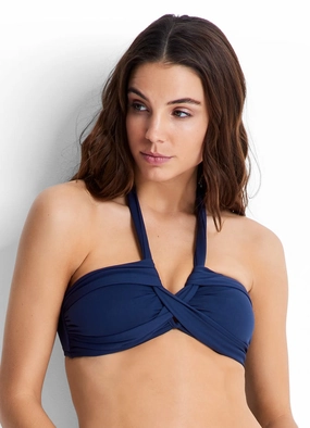 Seafolly Halter Bandeau Bikini Top - Indigo push up bikinis women, sporty womens bikini sets