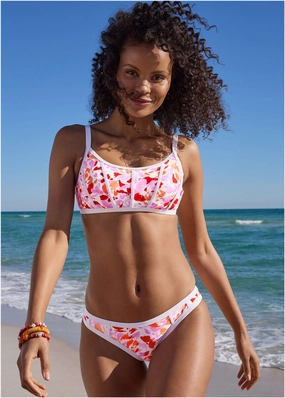 Seam Detail Bali Moderate Bottom - Feathered Blooms black swim bottoms women, solid color bikini bottoms