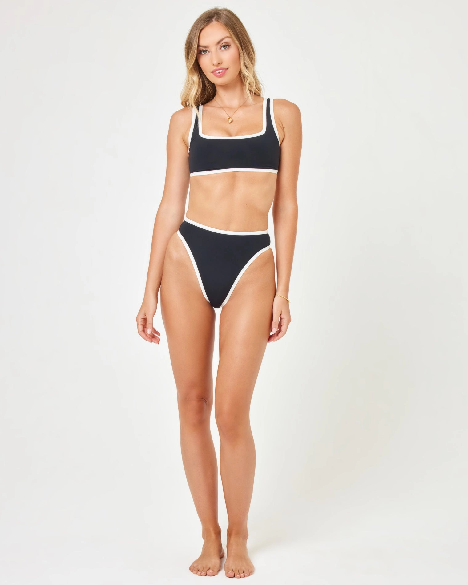 Seamless Ventura Bikini Bottom - Black-Cream