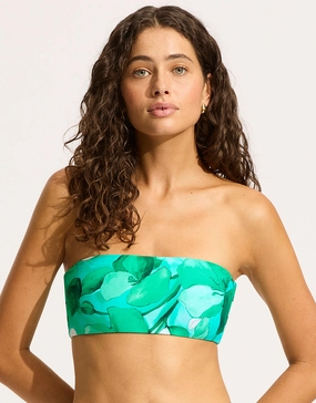 Secret Garden Reversible Tube Bikini Top - Jade full coverage swim tops, cute bikini tops