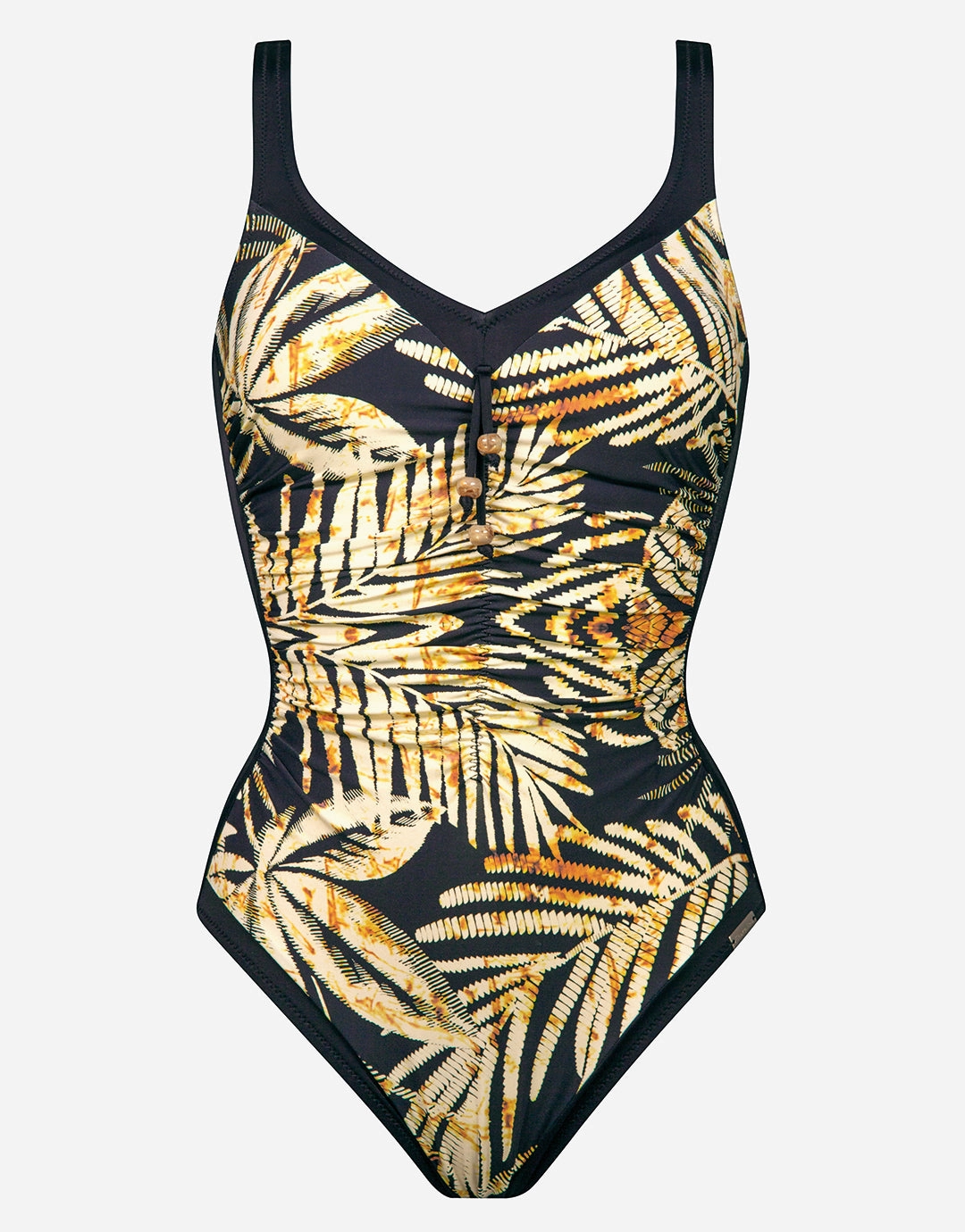 Seductive Leaves Moulded Swimsuit - Black Ivory womens resort swimwear, flattering one-piece swimsuits