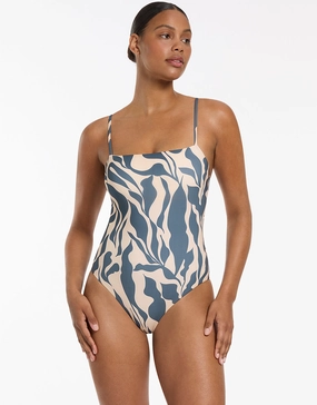 Sereno Minimal Tank Swimsuit - Steel Blue womens resort swimwear, flattering one-piece swimsuits
