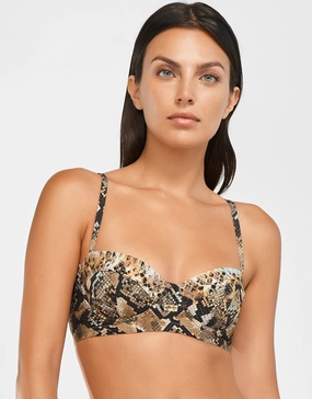 Serpent Underwired Balconet Bikini Top - Python full coverage swim tops, cute bikini tops