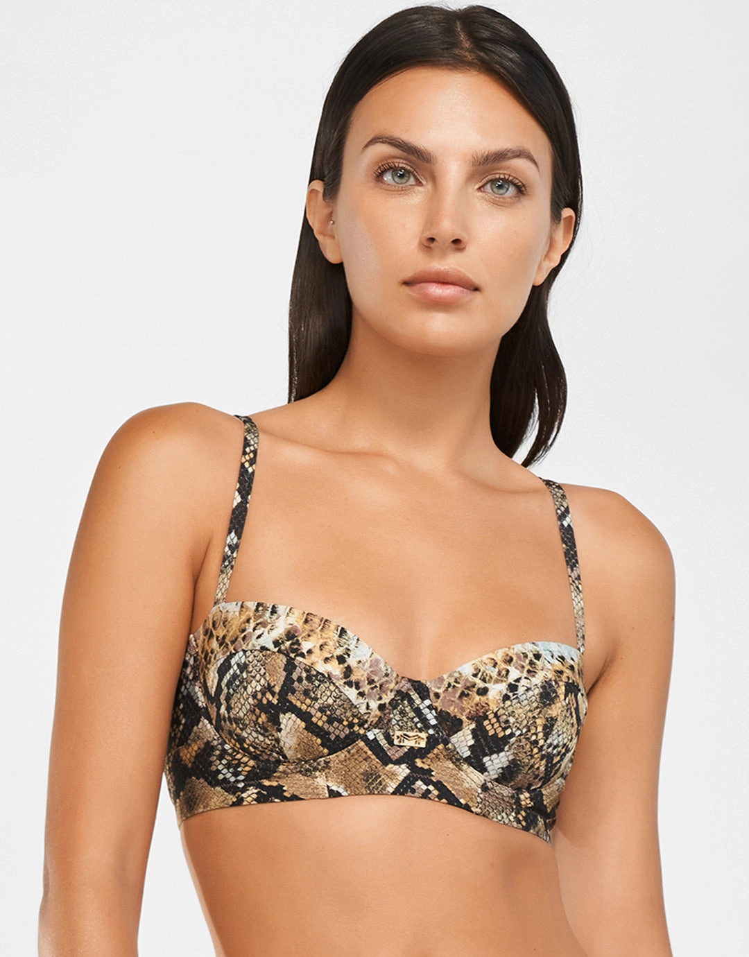 Serpent Underwired Balconet Bikini Top - Python full coverage swim tops, cute bikini tops