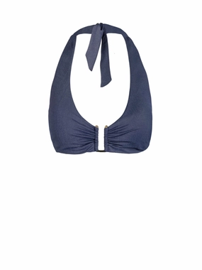 Shana Top In Indigo Twill fashionable beach swimwear, modern womens bikinis