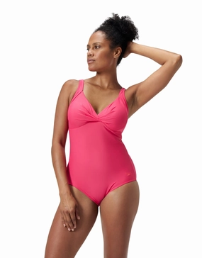 Shaping Cross Knot Swimsuit - Dark Pink speedo mens swimwear, speedo training swimsuits