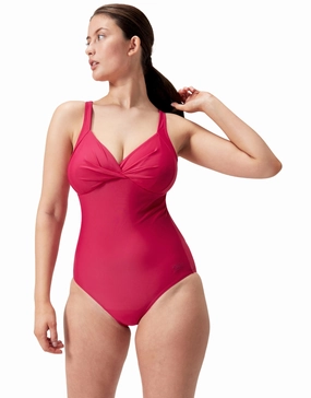 Shaping Cross Knot Swimsuit - Magenta minimalistic swimsuits women, sleek swimwear styles