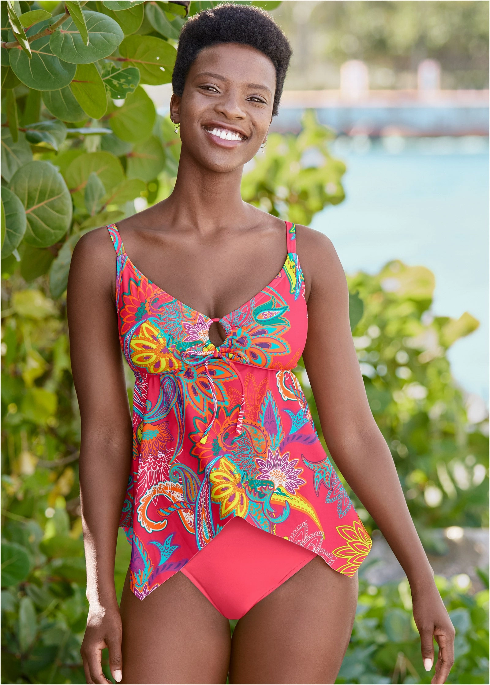 Sharkbite Hem Tankini - Festive Occasion swimwear for all body types, comfortable womens beachwear
