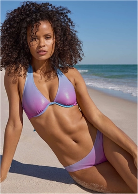 Shine Belize Underwire Halter Top - Shimmering Ocean Ombre bandeau bikini tops, triangle swim tops