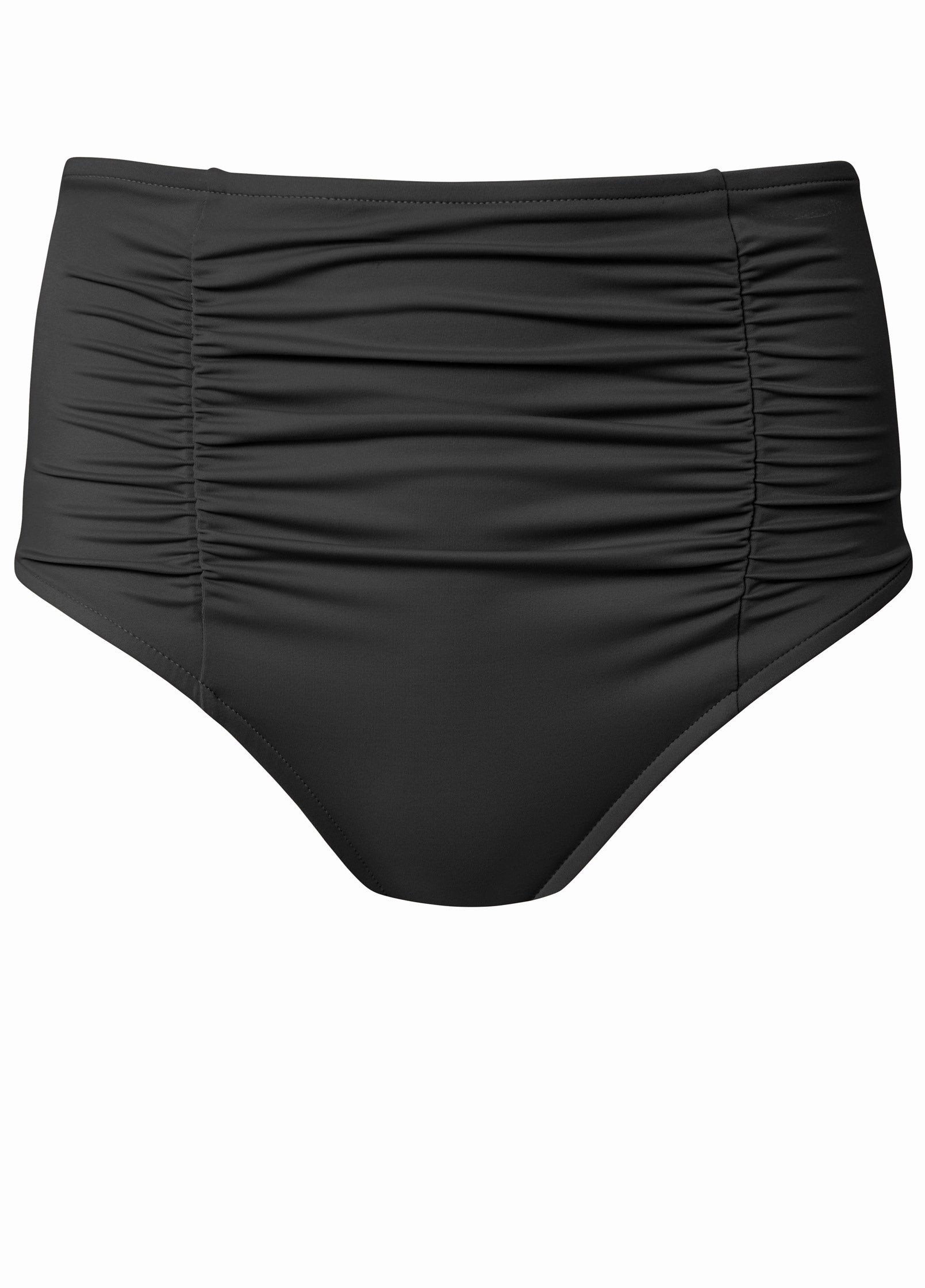 Shirred High-Waist Bottom - Black Beauty