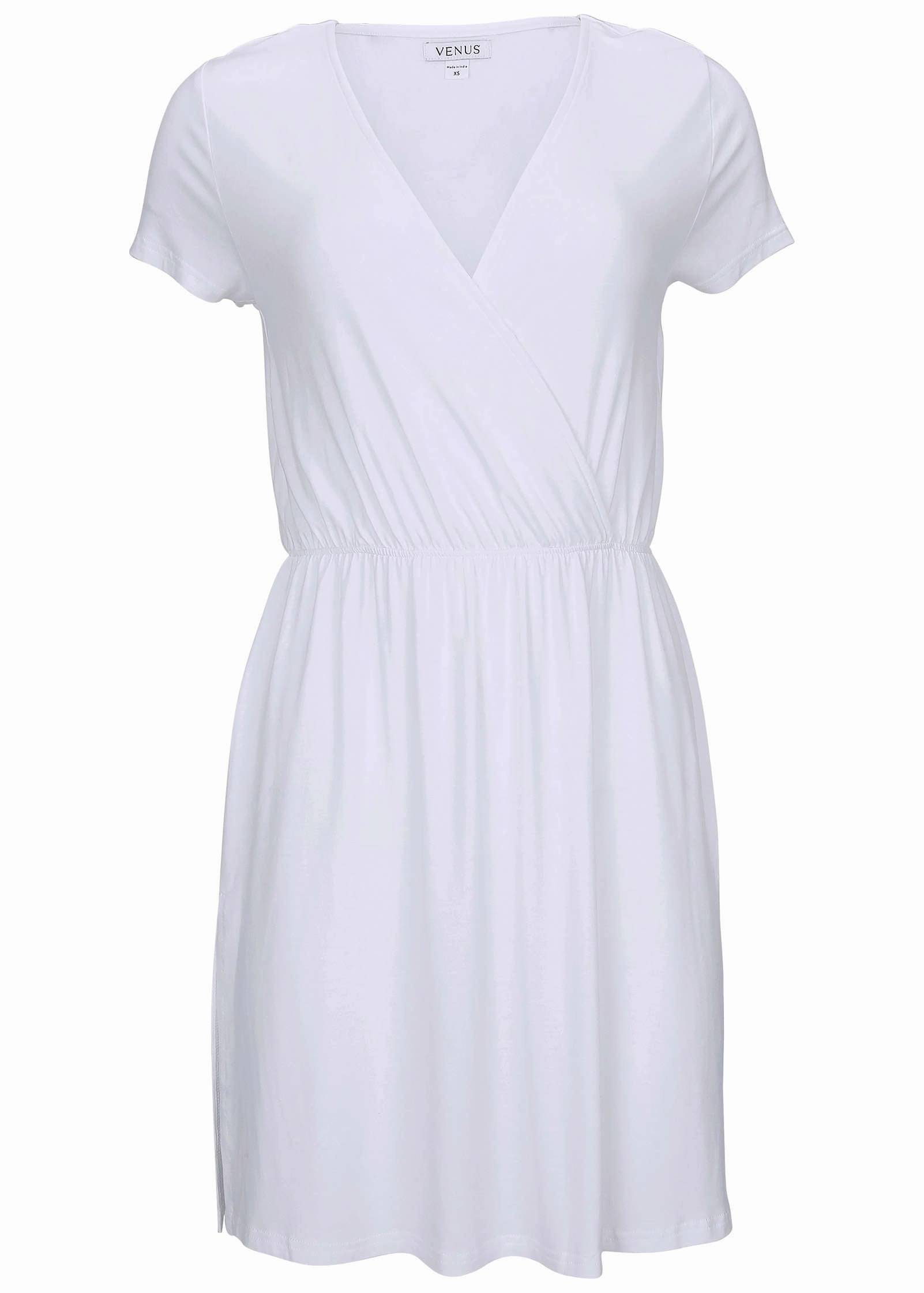 Short Sleeve Cover-Up Dress - White