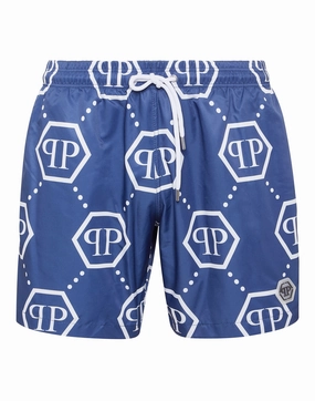 Short Swim Boxer Monogram mens beach swimwear, quick dry mens swimsuits