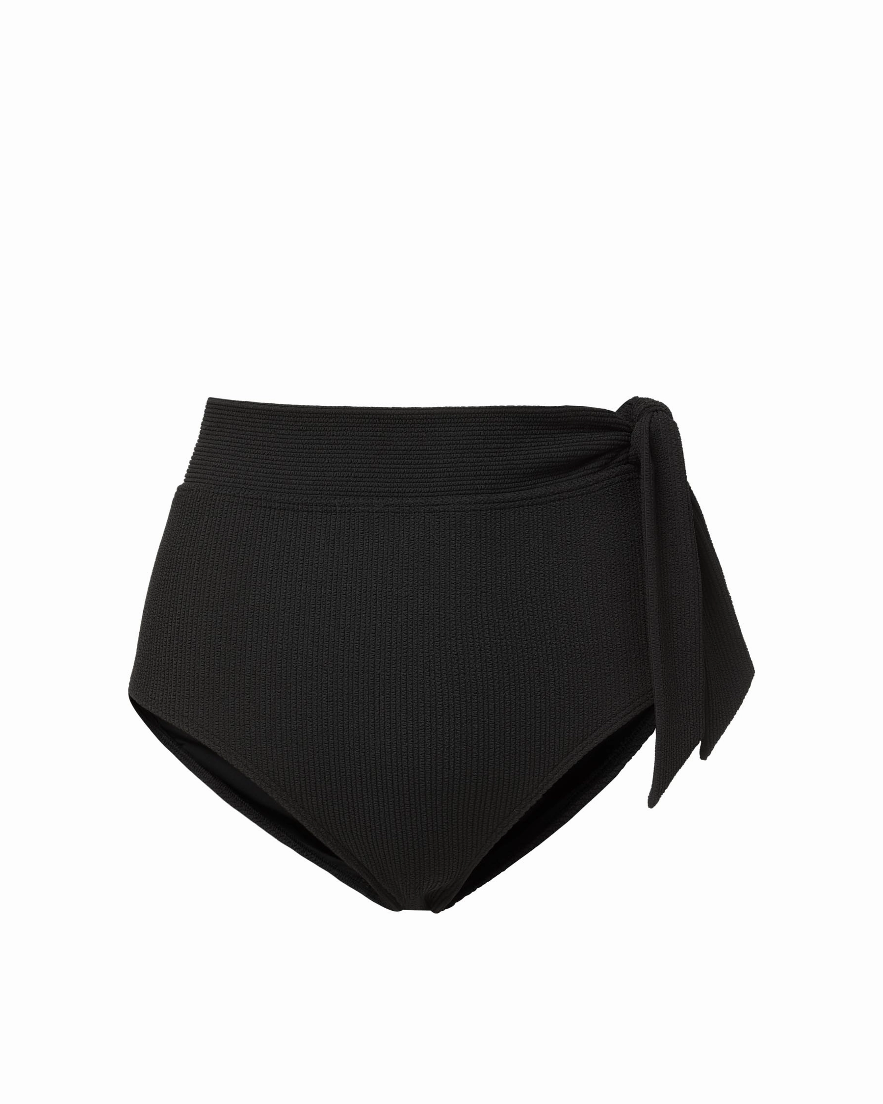 Side Tie High Waist Bottom Black Texture fashionable beach swimwear, modern womens bikinis