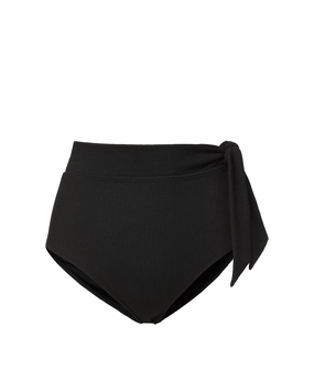 Side Tie High Waist Bottom Black Texture fashionable beach swimwear, modern womens bikinis