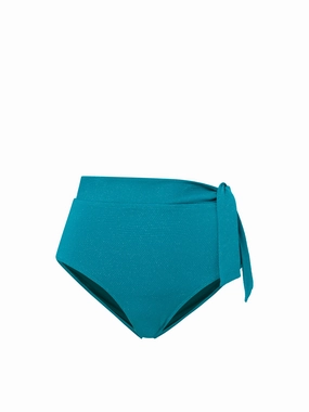 Side Tie High Waist Bottom In Jungle Green Metallic Pique high waist swimwear women, swimsuit for women beachwear