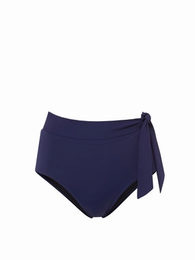 Side Tie High Waist Bottom Navy Satin high waist swimwear women, swimsuit for women beachwear