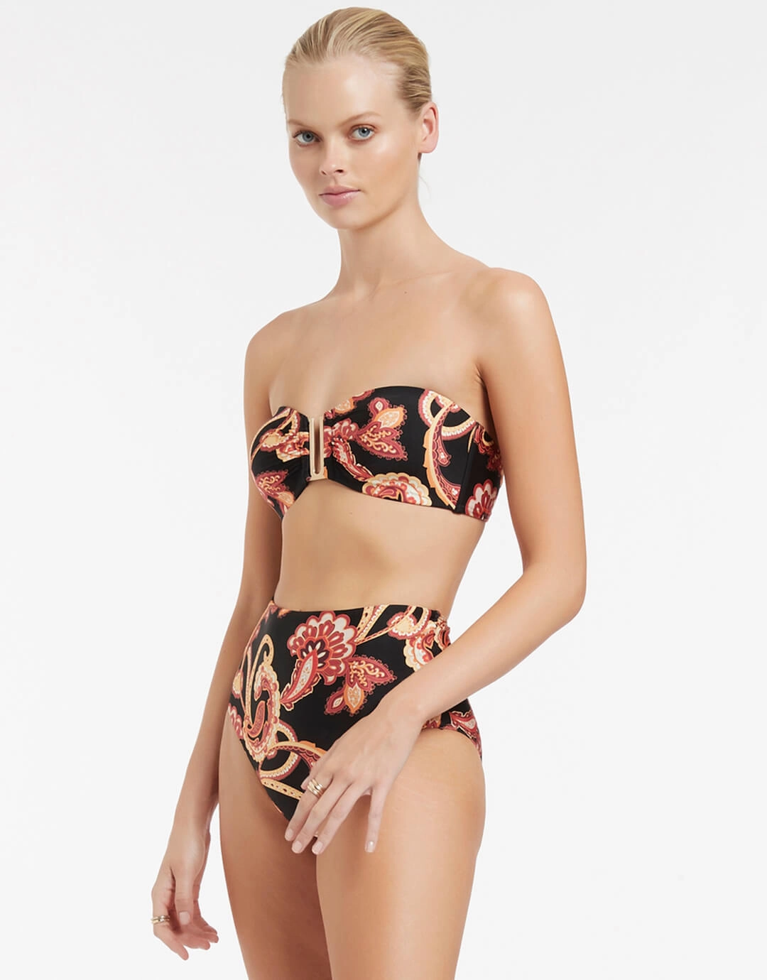 Silk Road High Waist Bikini Pant - Black