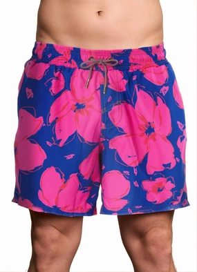 Sky Garden Sailor Men Trunks In Pink mens beach swimwear, quick dry mens swimsuits