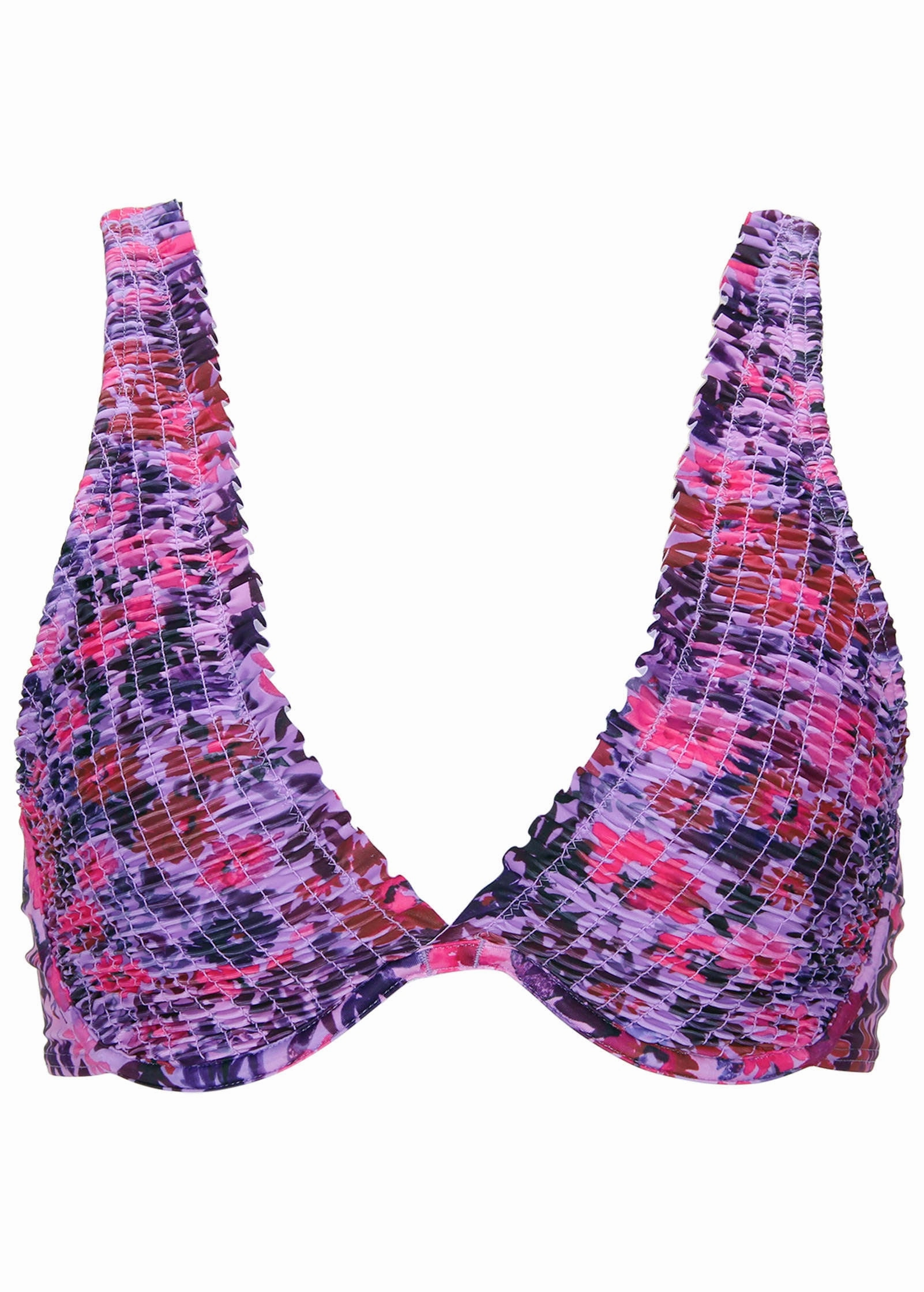 Smocked Underwire Top - Ditsy Pink Purple