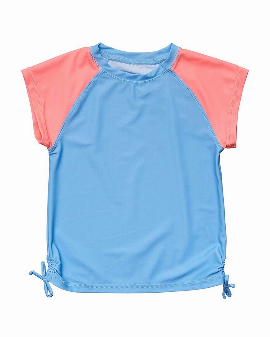 Snapper Rock Cornflower Peach Sleeve Rash Top cute swimsuits for teen girls, modest teen swimwear