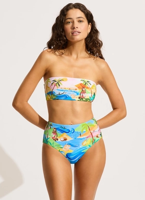 South Pacific High Waisted Bikini Bottom - Turquoise push up bikinis women, sporty womens bikini sets