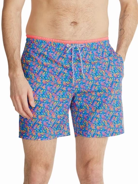 Spades Swim Trunk In Blue Floral mens beach swimwear, quick dry mens swimsuits