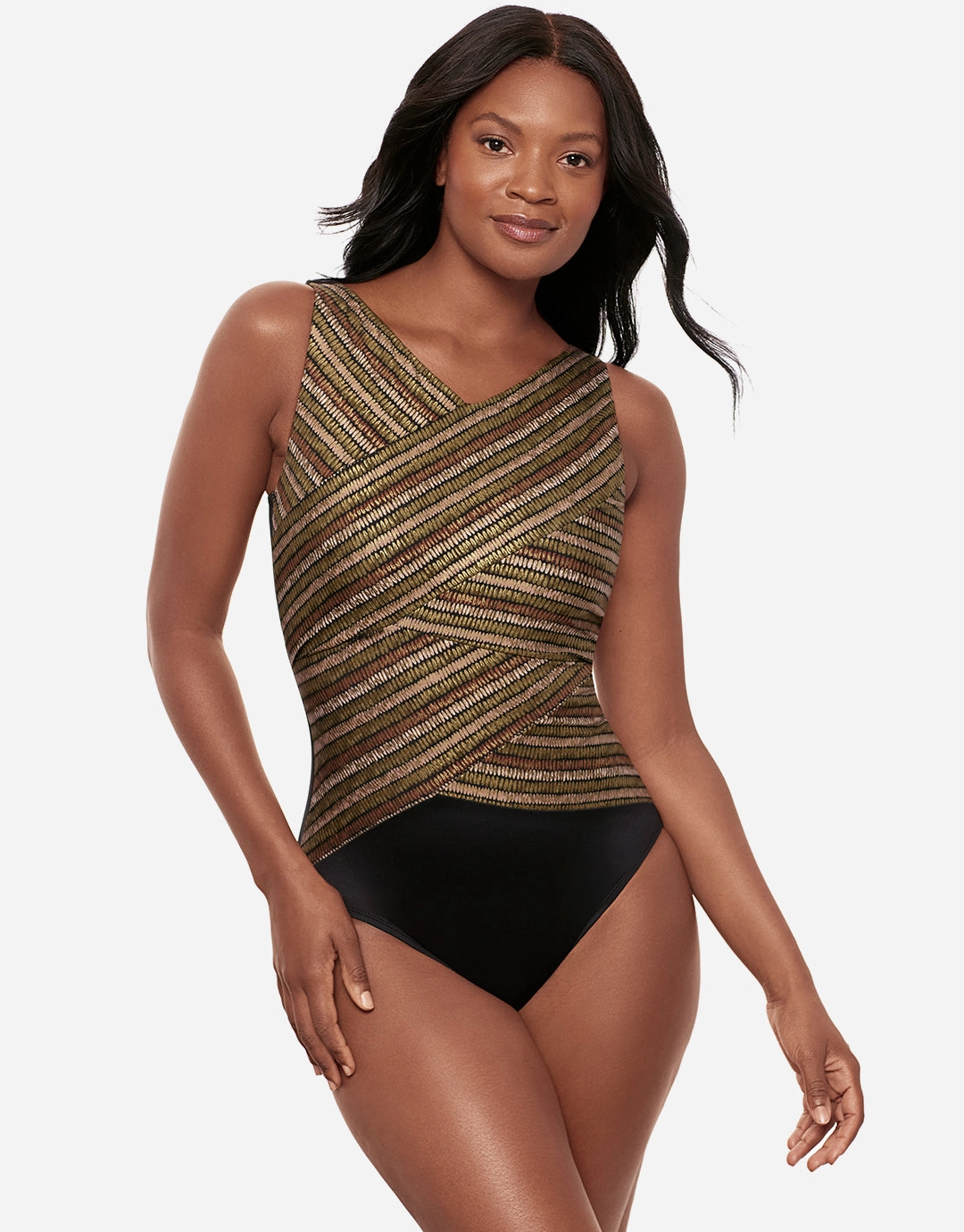 Sparkle Sands Brio Swimsuit - Black Multi womens resort swimwear, flattering one-piece swimsuits