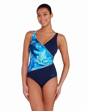 Spatial Wrap Front Swimsuit - Navy/Blue zoggs swimwear for women, zoggs goggles and swimsuits