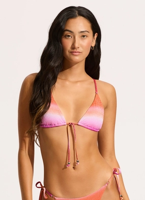 Spectrum Slide Triangle Bikini Top - Hot Pink push up bikinis women, sporty womens bikini sets