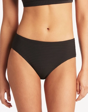 Spinnaker Mid Bikini Pant - Black adjustable swim bottoms women, flattering bikini bottoms