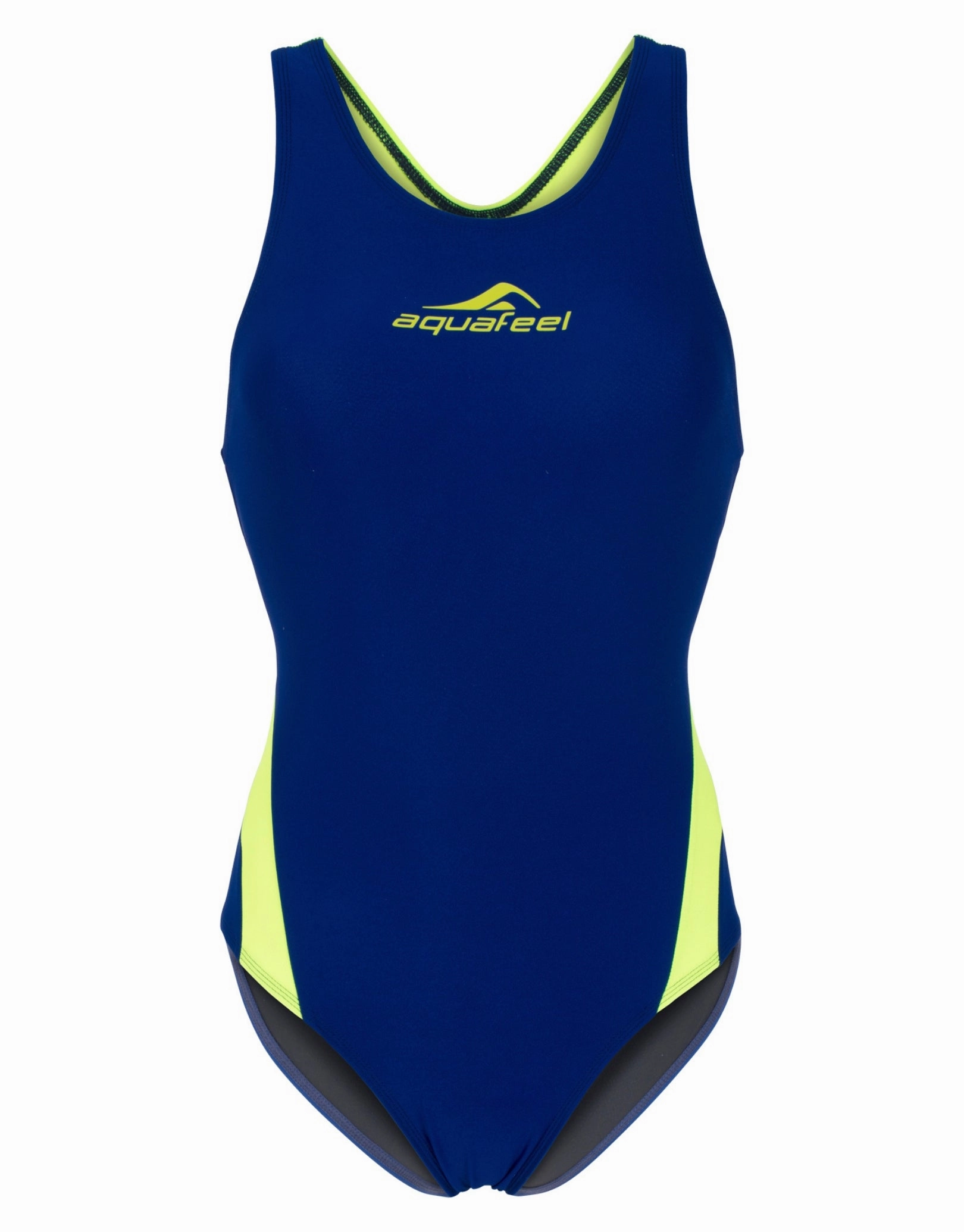 Sporty Racerback Swimsuit - Navy/Neon Green aquafeel swimming gear, aquafeel performance swimwear