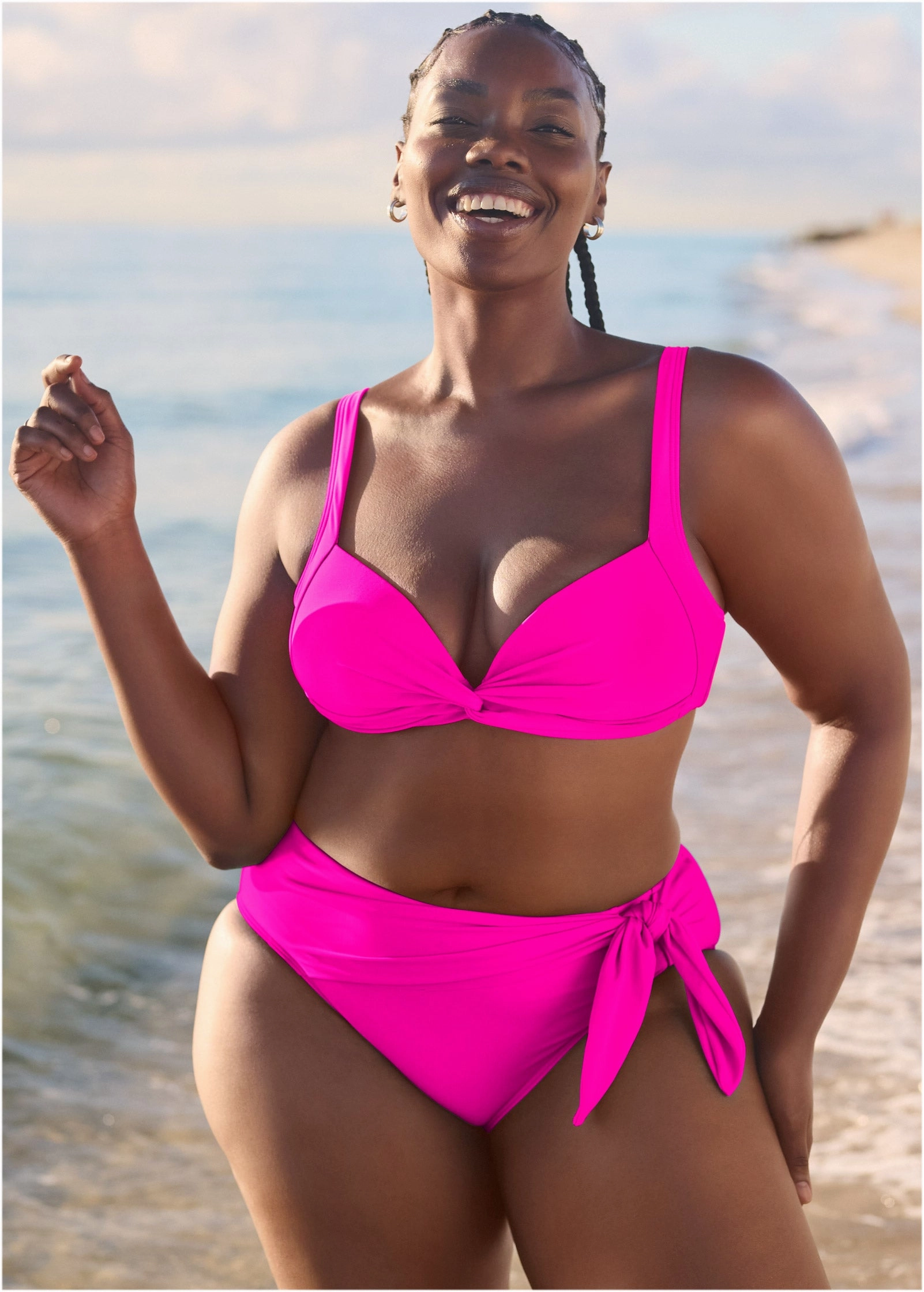 St Lucia Twist Front Top - Electric Pink