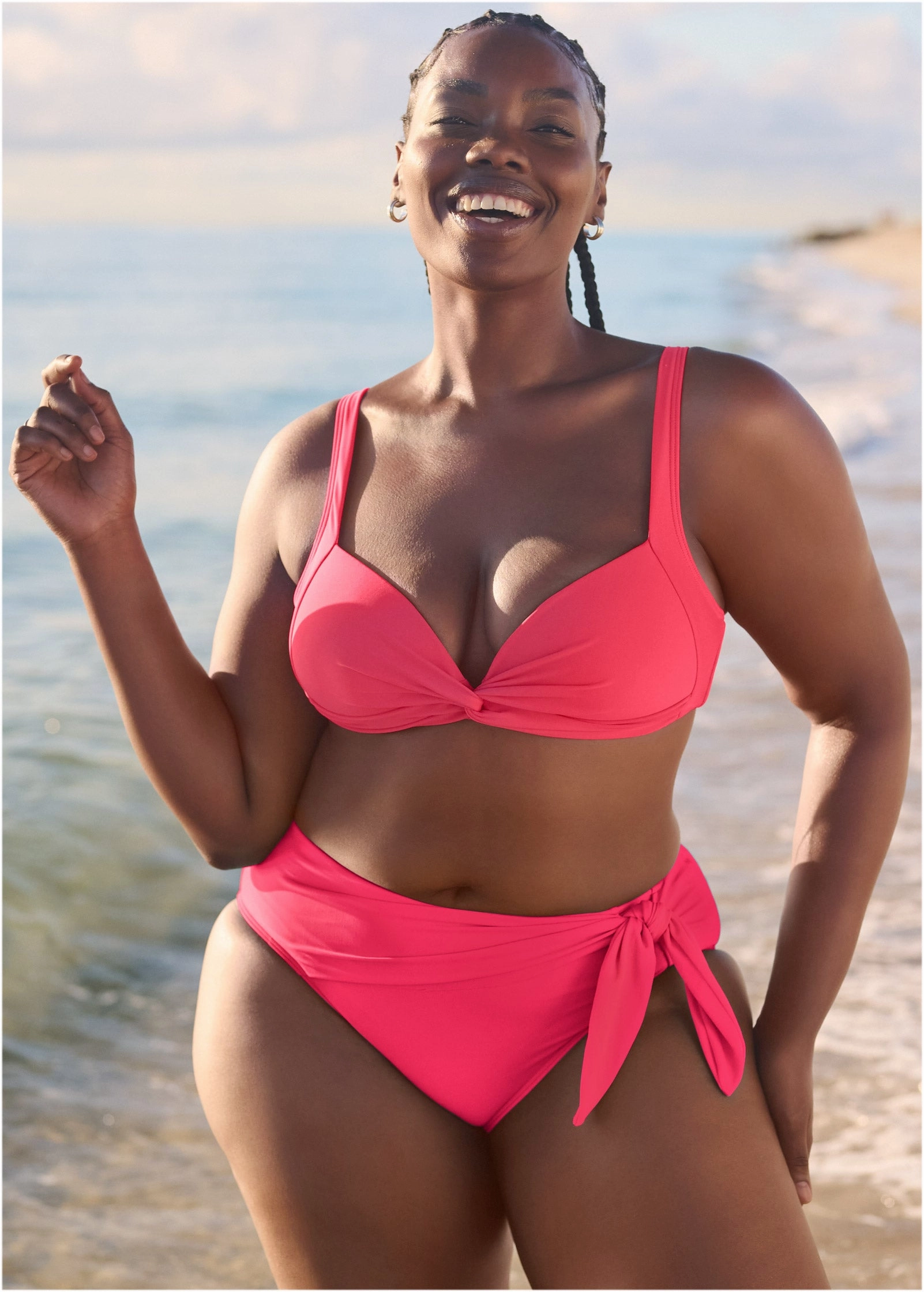St Lucia Twist Front Top - Sunset Pink