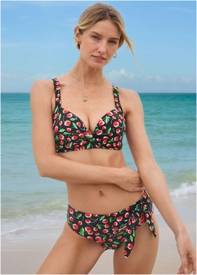 St Lucia Twist Front Top - Very Cherry swimwear with tummy control, elegant swimsuits for women